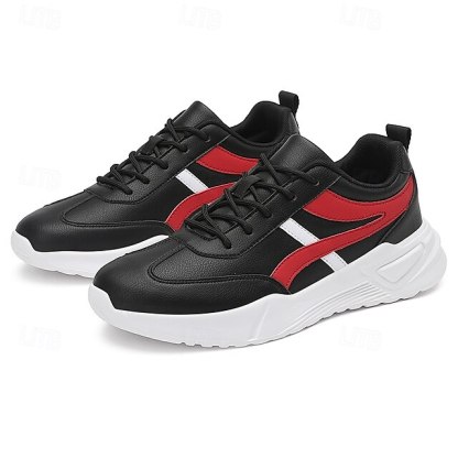 🔥Hot Sale🎁--50% OFF🎉Men's Sneakers with Comfortable Slip Resistant Lace-up Black and White Black / Red White