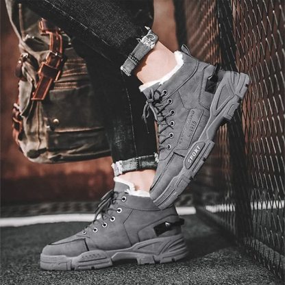 🔥Limited Time Offer 50% OFF🔥Men's Fleece Lined Winter Boots, Waterproof and Warm High-Top Lace-Up Shoes, Anti-Slip Outdoor Snow Boots for Cold Weather
