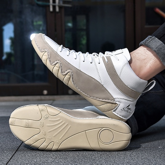 🔥Limited Time Offer 50% OFF🔥Men’s Lightweight Lace-Up High-Top Casual Sneakers – Comfortable Faux Suede and Leather Design for Outdoor and Daily Wear