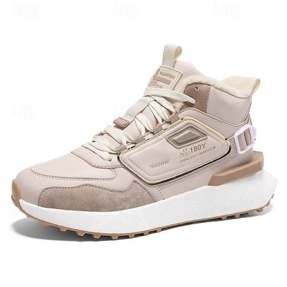 Hot Sale🎁--70% OFF🎉Men's Winter High-Top Sneakers with Faux Fur Lining – Warm Lace-Up Snow Boots for Outdoor Activities, Waterproof and Anti-Slip Sole