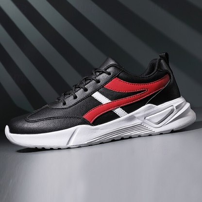 🔥Hot Sale🎁--50% OFF🎉Men's Sneakers with Comfortable Slip Resistant Lace-up Black and White Black / Red White