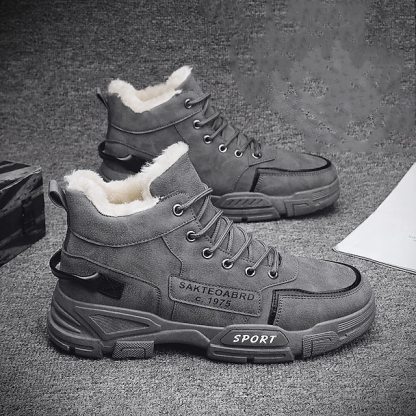 🔥Limited Time Offer 50% OFF🔥Men's Fleece Lined Winter Boots, Waterproof and Warm High-Top Lace-Up Shoes, Anti-Slip Outdoor Snow Boots for Cold Weather