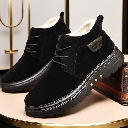 Men's Brown Faux Suede Ankle Boots with Warm Plush Lining and Non-Slip Sole - Ideal for Winter Outdoor Wear
