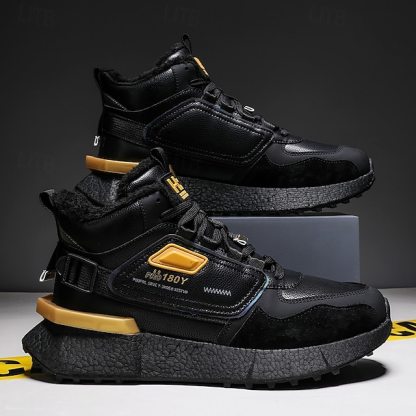 Hot Sale🎁--70% OFF🎉Men's Winter High-Top Sneakers with Faux Fur Lining – Warm Lace-Up Snow Boots for Outdoor Activities, Waterproof and Anti-Slip Sole