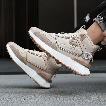 Hot Sale🎁--70% OFF🎉Men's Winter High-Top Sneakers with Faux Fur Lining – Warm Lace-Up Snow Boots for Outdoor Activities, Waterproof and Anti-Slip Sole