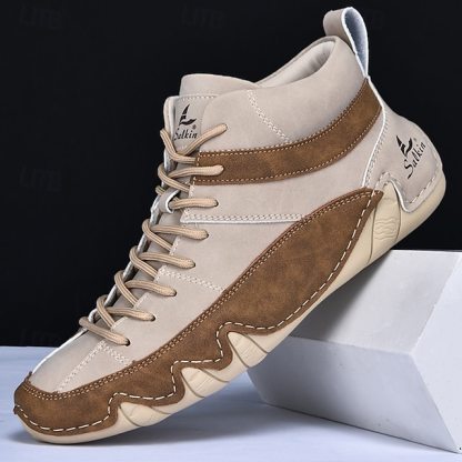 🔥Limited Time Offer 50% OFF🔥Men’s Lightweight Lace-Up High-Top Casual Sneakers – Comfortable Faux Suede and Leather Design for Outdoor and Daily Wear