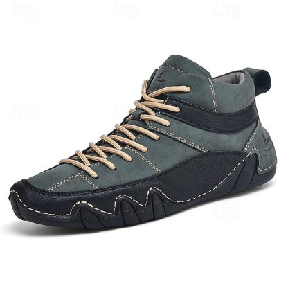 🔥Limited Time Offer 50% OFF🔥Men’s Lightweight Lace-Up High-Top Casual Sneakers – Comfortable Faux Suede and Leather Design for Outdoor and Daily Wear