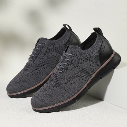 🔥Hot Sale🎁--50% OFF🎉Men's Oxfords Knit PU Leather Breathable Comfortable Slip Resistant Lace-up Fall Winter