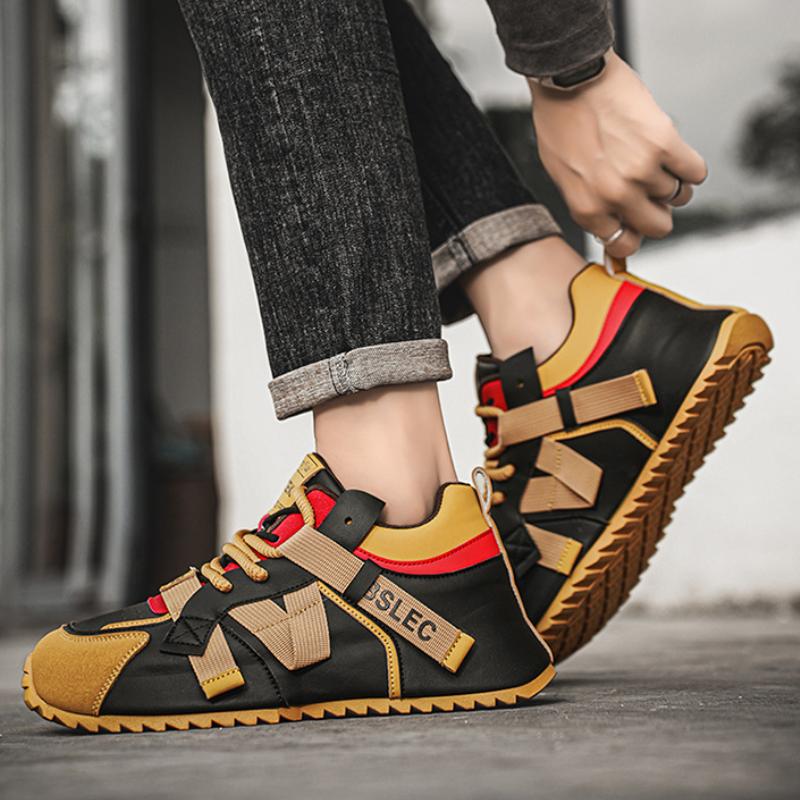 🔥Limited Time Offer 70% OFF🔥Men's trendy colorblocked casual leather comfortable sneakers - Suitable for plantar fasciitis, flat feet, foot pain