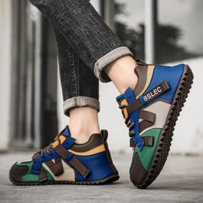 🔥Limited Time Offer 70% OFF🔥Men's trendy colorblocked casual leather comfortable sneakers - Suitable for plantar fasciitis, flat feet, foot pain
