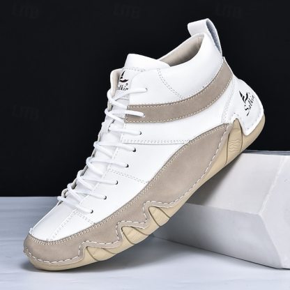 🔥Limited Time Offer 50% OFF🔥Men’s Lightweight Lace-Up High-Top Casual Sneakers – Comfortable Faux Suede and Leather Design for Outdoor and Daily Wear
