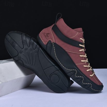 🔥Limited Time Offer 50% OFF🔥Men’s Lightweight Lace-Up High-Top Casual Sneakers – Comfortable Faux Suede and Leather Design for Outdoor and Daily Wear