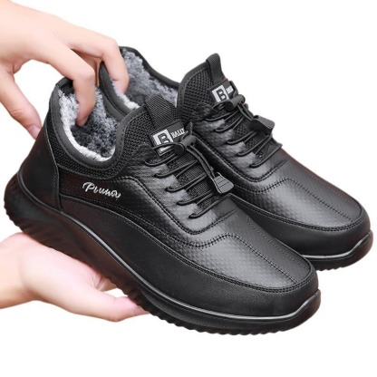 🔥On This Week Sale 70% OFF🔥 Men's Casual Warm Snow Boots, Ankle Height, Fabric Lining, Rubber Sole, Solid Color, Outdoor Footwear - Warm your feet