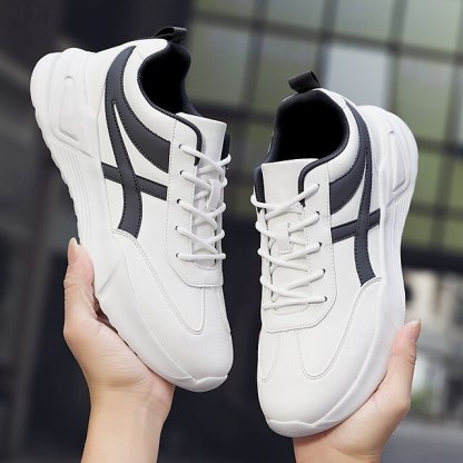 🔥Hot Sale🎁--50% OFF🎉Men's Sneakers with Comfortable Slip Resistant Lace-up Black and White Black / Red White