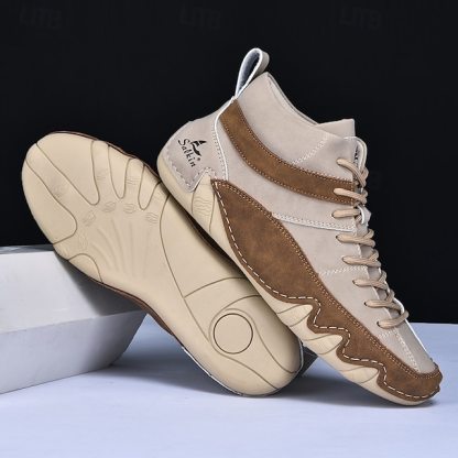🔥Limited Time Offer 50% OFF🔥Men’s Lightweight Lace-Up High-Top Casual Sneakers – Comfortable Faux Suede and Leather Design for Outdoor and Daily Wear