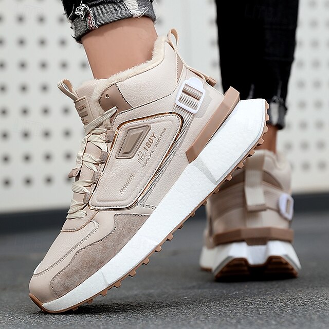 Hot Sale🎁--70% OFF🎉Men's Winter High-Top Sneakers with Faux Fur Lining – Warm Lace-Up Snow Boots for Outdoor Activities, Waterproof and Anti-Slip Sole