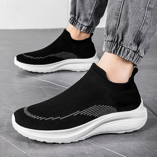 ⏰Promotion - 70% OFF🔥Men's Lightweight Slip-On Sneakers | Breathable Flyknit Upper with Comfortable Sole for Casual and Sport Activities
