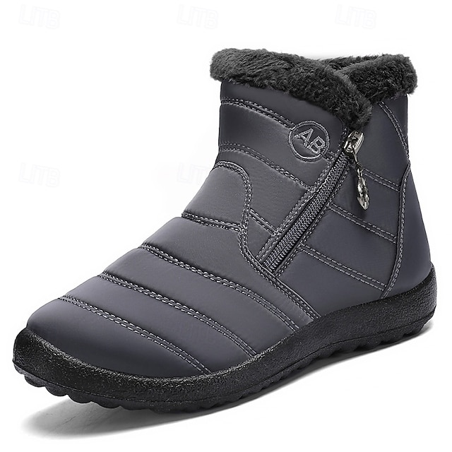 🔥Hot Sale🎁--70% OFF🎉Men's Gray Winter Boots with Zipper Closure, Warm Fleece Lining, and Waterproof Design – Ideal for Outdoor Activities in Cold Weather