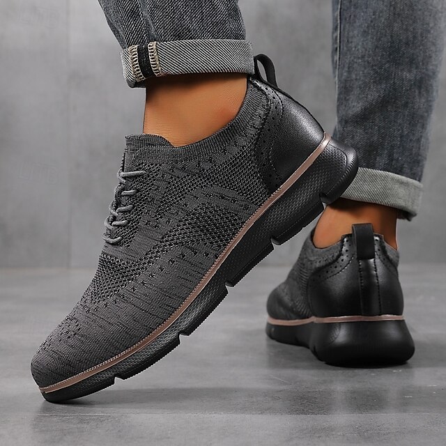 🔥Hot Sale🎁--50% OFF🎉Men's Oxfords Knit PU Leather Breathable Comfortable Slip Resistant Lace-up Fall Winter