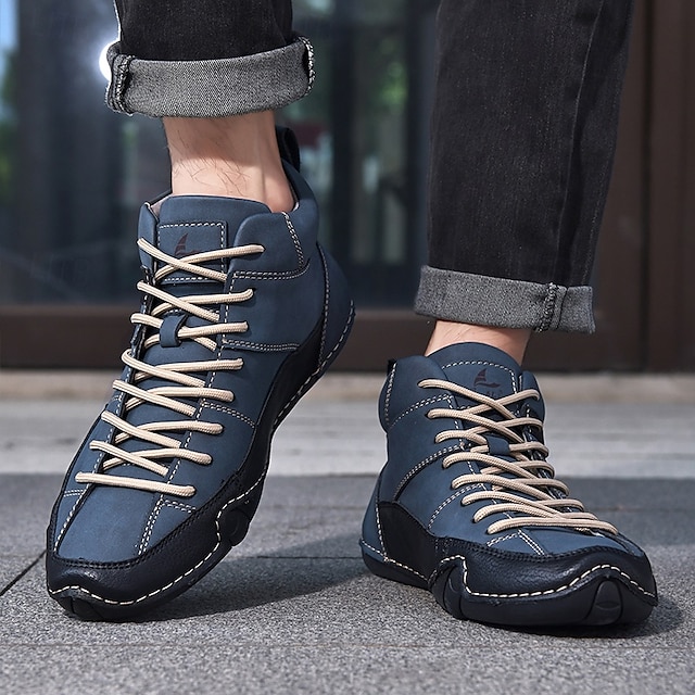 🔥Limited Time Offer 50% OFF🔥Men’s Lightweight Lace-Up High-Top Casual Sneakers – Comfortable Faux Suede and Leather Design for Outdoor and Daily Wear