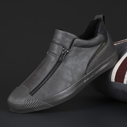 🔥Hot Sale🎁--50% OFF🎉Men's Orthopedic Leather Slip-On Sneakers with Zipper Closure for Casual Wear