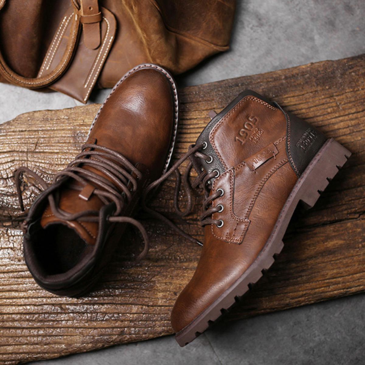 ⏰Promotion - 70% OFF🔥Men's Comfortable Casual Orthopedic Leather Boots - Proven Plantar Fasciitis, Foot and Heel Pain Relief