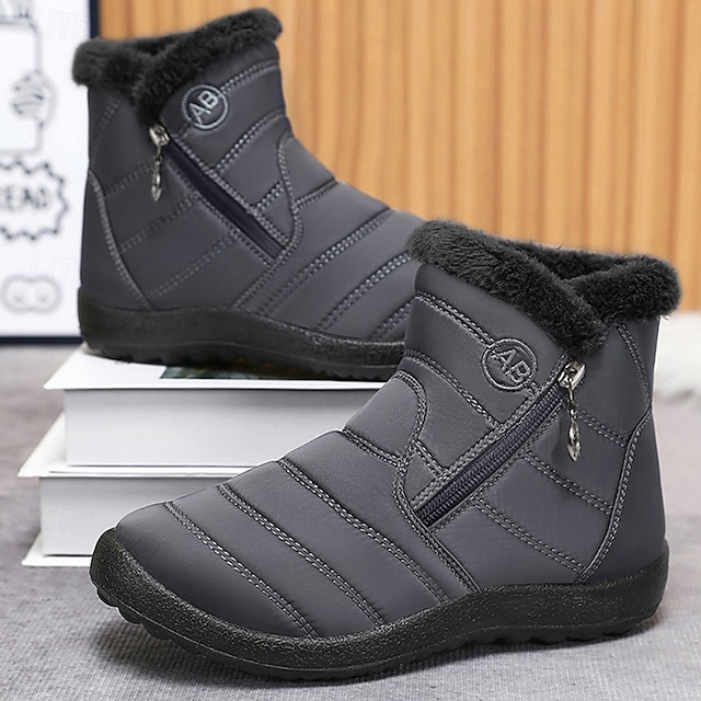 🔥Hot Sale🎁--70% OFF🎉Men's Gray Winter Boots with Zipper Closure, Warm Fleece Lining, and Waterproof Design – Ideal for Outdoor Activities in Cold Weather
