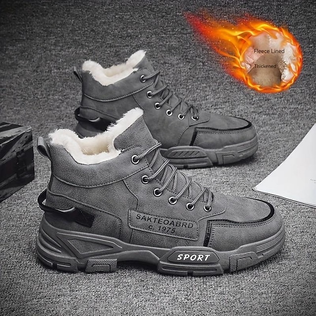 🔥Limited Time Offer 50% OFF🔥Men's Fleece Lined Winter Boots, Waterproof and Warm High-Top Lace-Up Shoes, Anti-Slip Outdoor Snow Boots for Cold Weather
