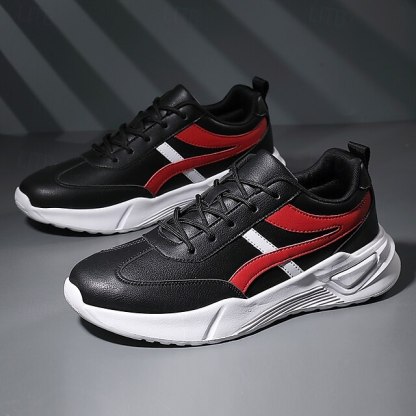 🔥Hot Sale🎁--50% OFF🎉Men's Sneakers with Comfortable Slip Resistant Lace-up Black and White Black / Red White