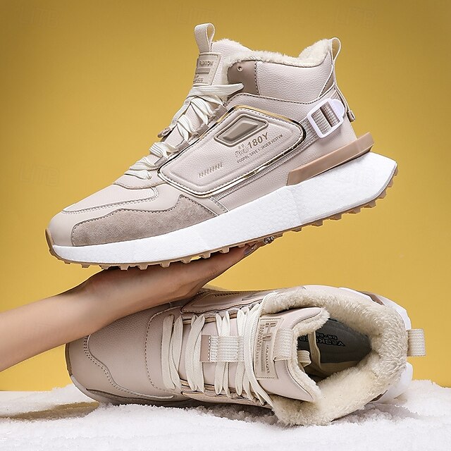 Hot Sale🎁--70% OFF🎉Men's Winter High-Top Sneakers with Faux Fur Lining – Warm Lace-Up Snow Boots for Outdoor Activities, Waterproof and Anti-Slip Sole