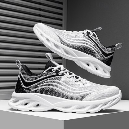 🔥Hot Sale🎁--50% OFF🎉Men's Classic Knit Sneakers with Wave Sole - Comfortable and Breathable, Perfect for Casual Wear