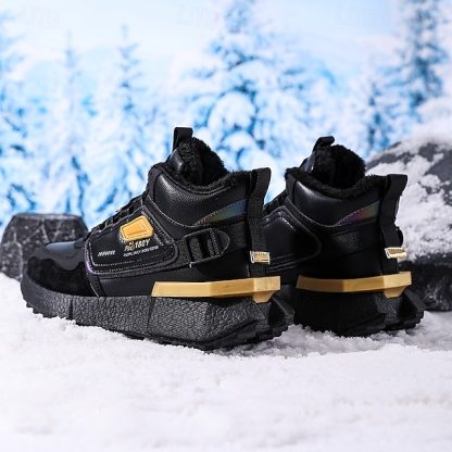 Hot Sale🎁--70% OFF🎉Men's Winter High-Top Sneakers with Faux Fur Lining – Warm Lace-Up Snow Boots for Outdoor Activities, Waterproof and Anti-Slip Sole