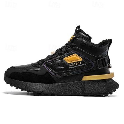 Hot Sale🎁--70% OFF🎉Men's Winter High-Top Sneakers with Faux Fur Lining – Warm Lace-Up Snow Boots for Outdoor Activities, Waterproof and Anti-Slip Sole