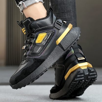 Hot Sale🎁--70% OFF🎉Men's Winter High-Top Sneakers with Faux Fur Lining – Warm Lace-Up Snow Boots for Outdoor Activities, Waterproof and Anti-Slip Sole
