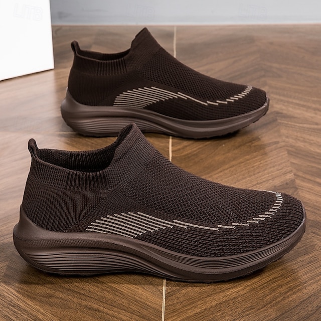 ⏰Promotion - 70% OFF🔥Men's Lightweight Slip-On Sneakers | Breathable Flyknit Upper with Comfortable Sole for Casual and Sport Activities