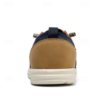 🔥Limited Time Offer 70% OFF🔥Men's Grey Knit Sport Shoes with Leather Accents and Lace-Up Design – Comfortable Casual & Outdoor Footwear