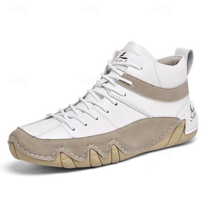 🔥Limited Time Offer 50% OFF🔥Men’s Lightweight Lace-Up High-Top Casual Sneakers – Comfortable Faux Suede and Leather Design for Outdoor and Daily Wear