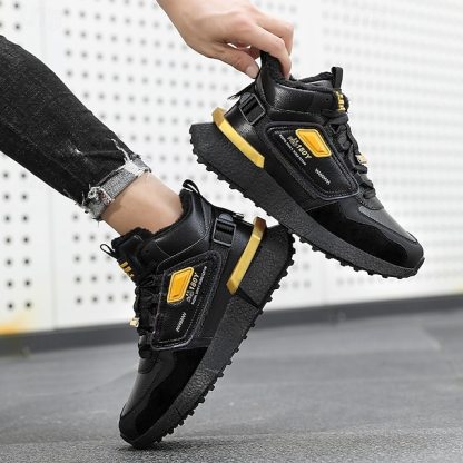 Hot Sale🎁--70% OFF🎉Men's Winter High-Top Sneakers with Faux Fur Lining – Warm Lace-Up Snow Boots for Outdoor Activities, Waterproof and Anti-Slip Sole