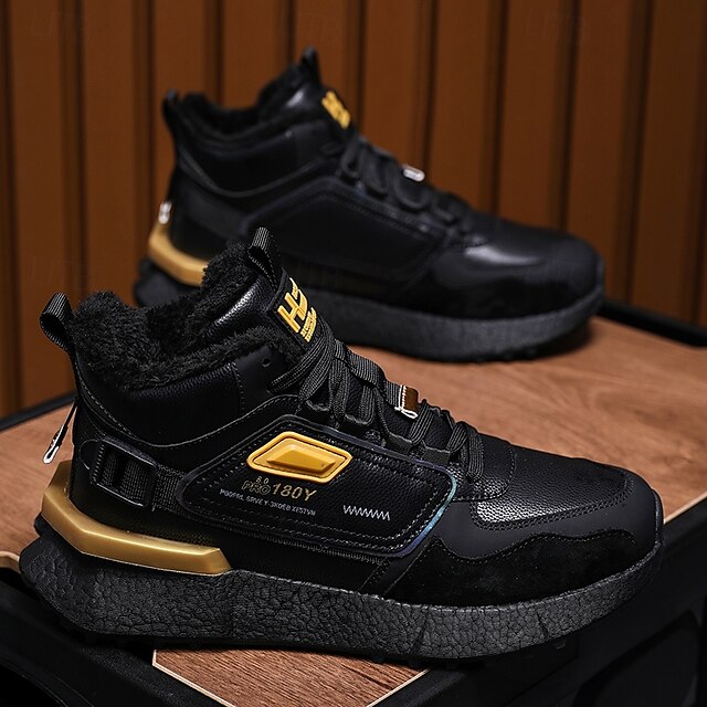 Hot Sale🎁--70% OFF🎉Men's Winter High-Top Sneakers with Faux Fur Lining – Warm Lace-Up Snow Boots for Outdoor Activities, Waterproof and Anti-Slip Sole
