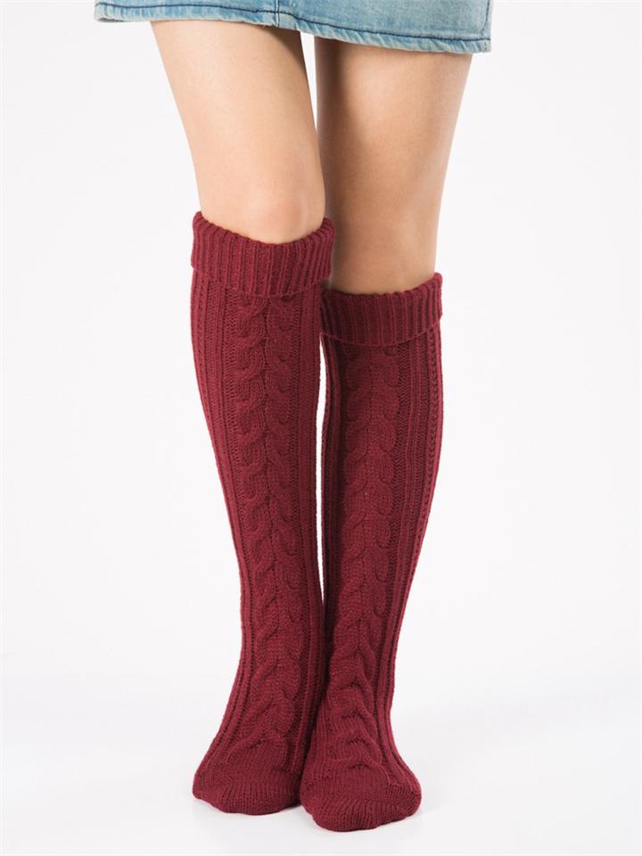 Women Warm Cable Knit Knee-Socks