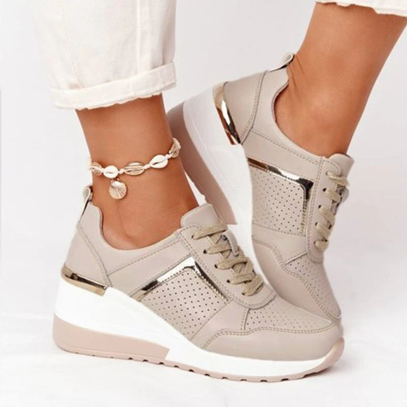 Orthopedic New Women Sneakers Lace-up Wedge Sport Design