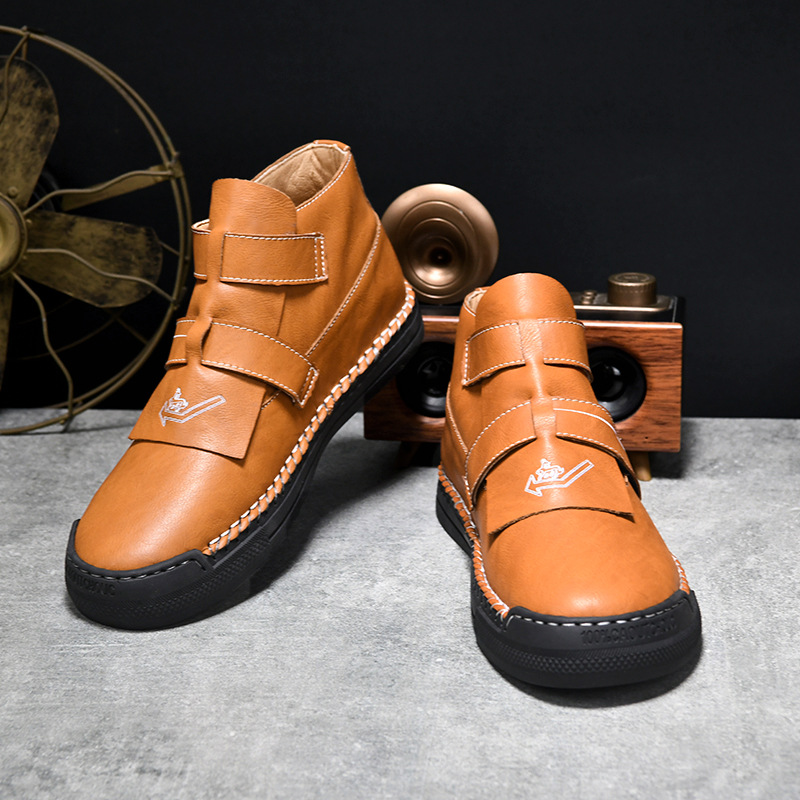 New Comfortable Martin Boots Velcro Mens Boots Handmade Casual Shoes