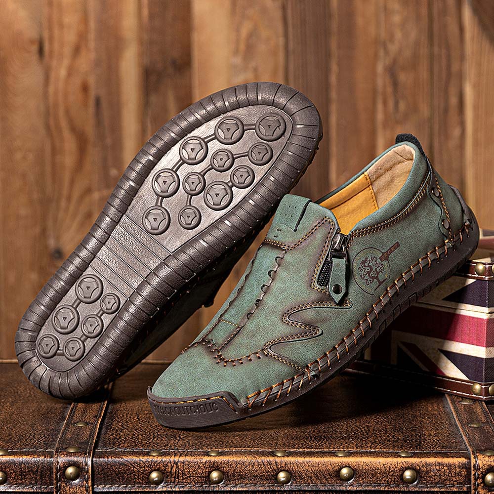 Men's fashionable zipper foot cover casual leather shoes