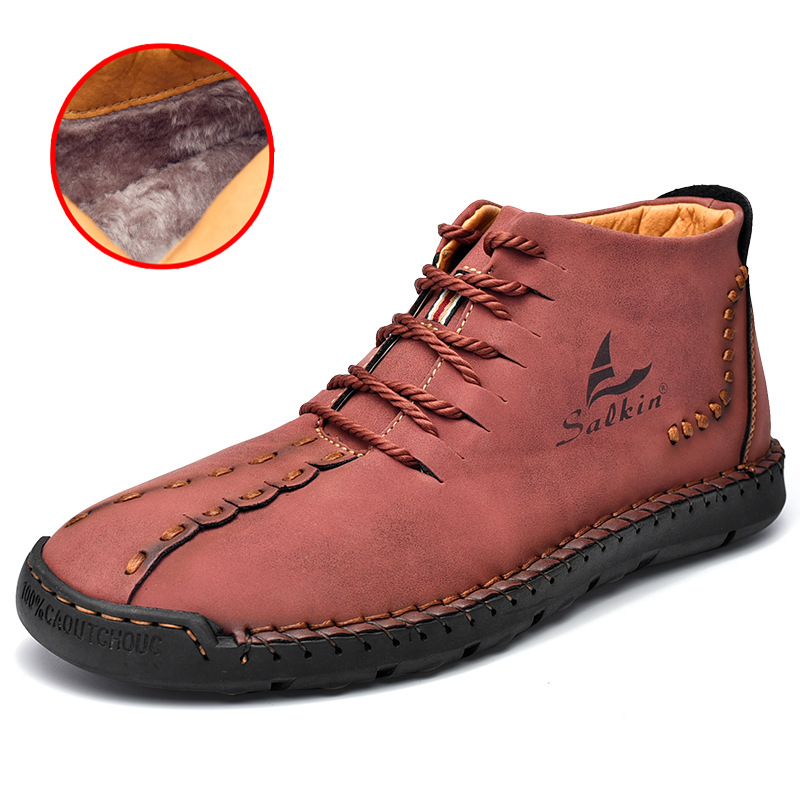 ??Last day deals 70% OFF??Men's Casual Leather Lightweight Warm Arch Support Non-Slip Driving Boots