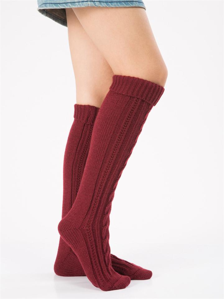 Women Warm Cable Knit Knee-Socks