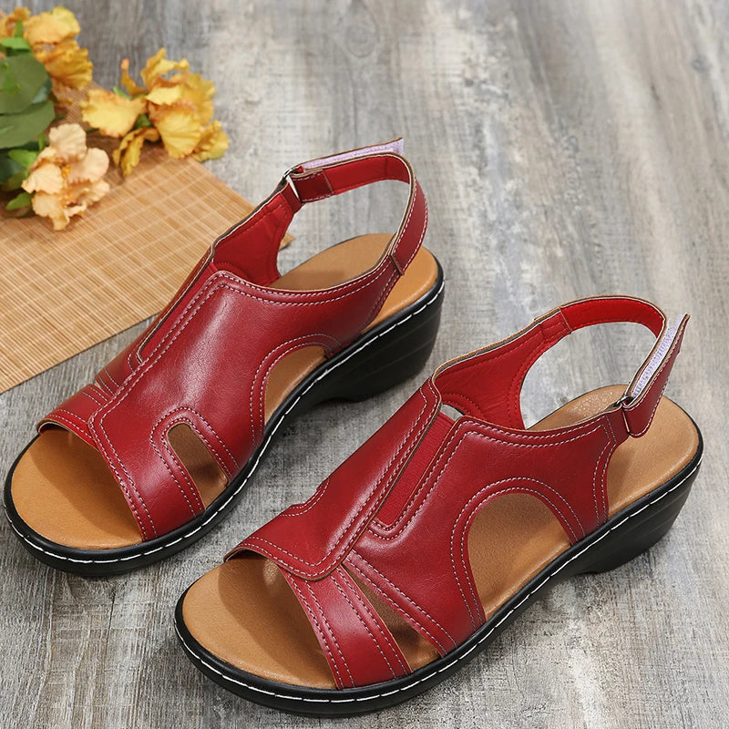 ????On This Week Sale OFF 60% Women Wedge Sandals, Premium Leather Orthopedic Sandals