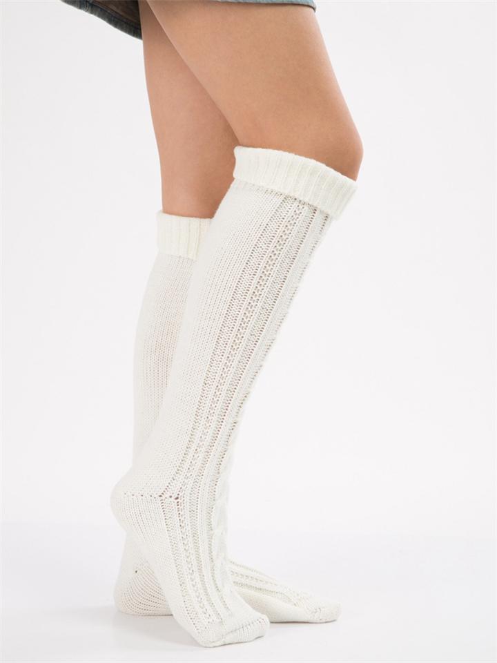 Women Warm Cable Knit Knee-Socks