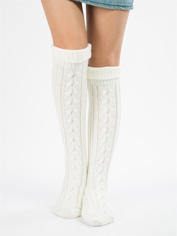 Women Warm Cable Knit Knee-Socks