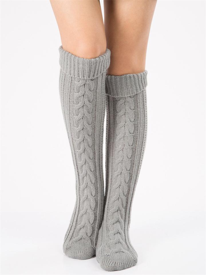 Women Warm Cable Knit Knee-Socks
