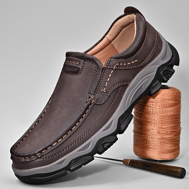 ⏰Promotion - 50% OFF🔥Men's Orthopedic Walking Shoes Genuine Leather Slip On Loafers